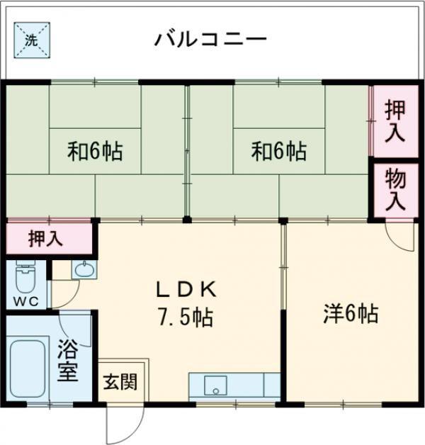 原田マンション(3DK/2階)の間取り写真