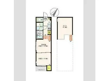 ハーモニーテラス新田VIII 3月末まで入居OK(1DK/2階)の間取り写真