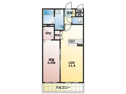 ラフィーネさつま(1LDK/3階)の間取り写真