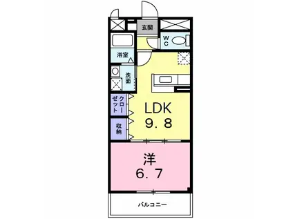 ポラリス壱番館(1LDK/3階)の間取り写真
