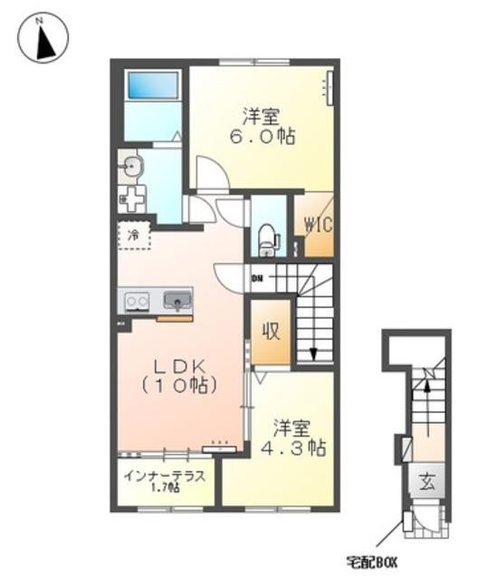 沼津市大岡アパート(2LDK/2階)の間取り写真