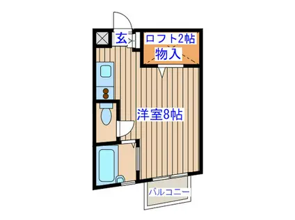 サンメロディ(ワンルーム/2階)の間取り写真