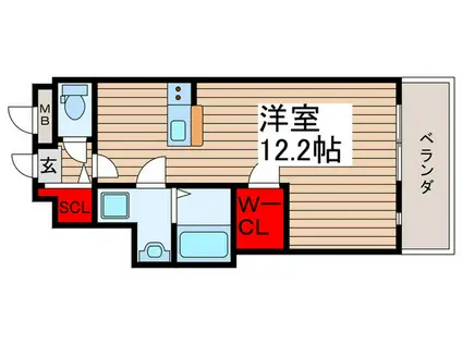 グリュック(ワンルーム/8階)の間取り写真