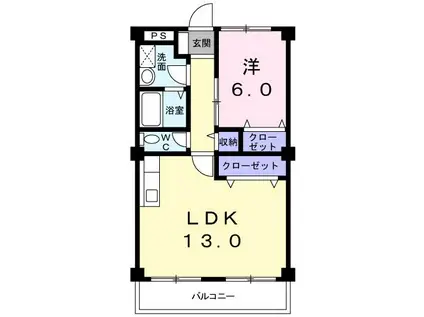 ハイムアルプス(1LDK/3階)の間取り写真
