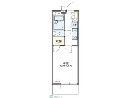 レオパレスソレアードII(1K/2階)の間取り写真