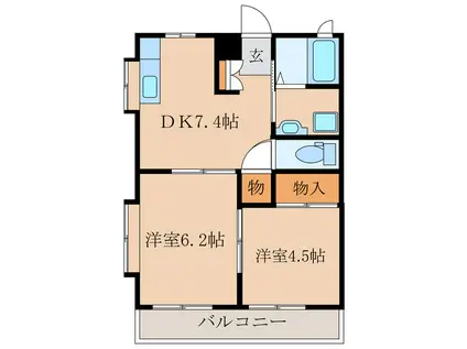 サンライズ中央公園(2DK/2階)の間取り写真