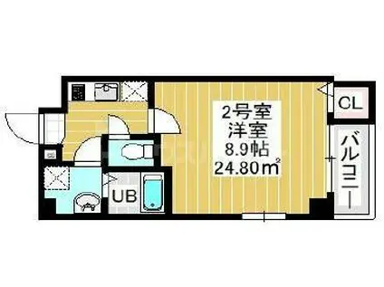 PRESENT A TOI V(1K/3階)の間取り写真