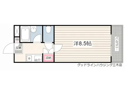 サンライズマンション(1K/3階)の間取り写真