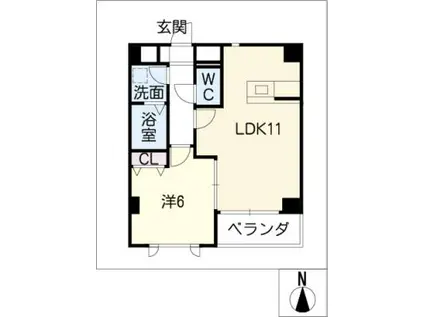 RUSSURE川名(1LDK/1階)の間取り写真