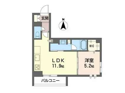ユーグレイス東島田(1LDK/4階)の間取り写真