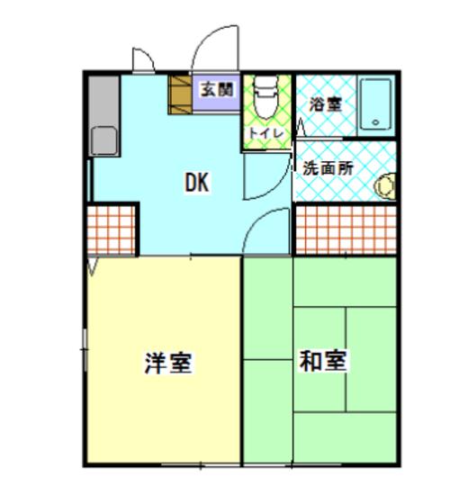 レトア本町(2DK/1階)の間取り写真