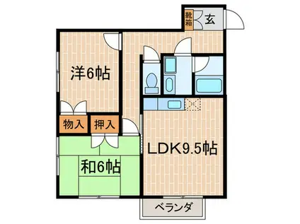 レンタルハウス深津パートII(2LDK/2階)の間取り写真