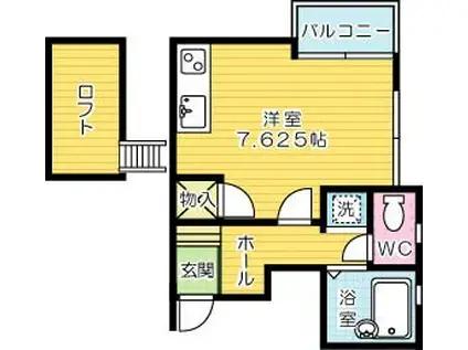 クレッシェンド西南(ワンルーム/2階)の間取り写真