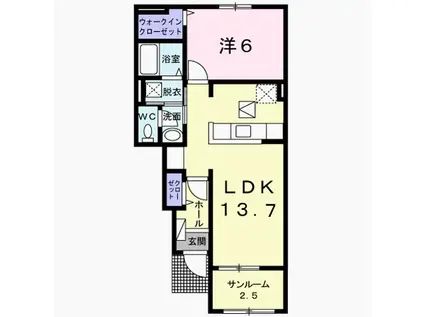 サニーハイム(1LDK/1階)の間取り写真