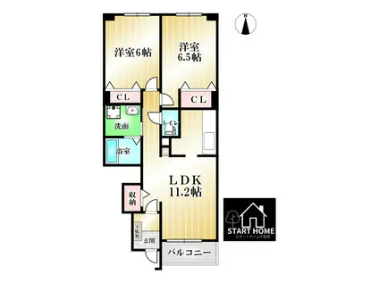 サンモリッツ C(2LDK/2階)の間取り写真