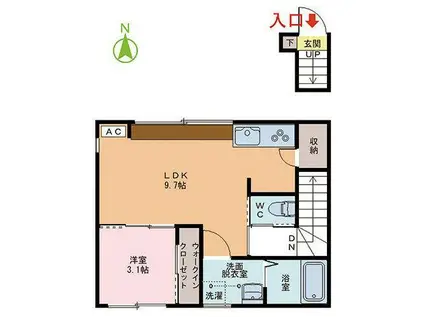 RITZ.II(1LDK/2階)の間取り写真