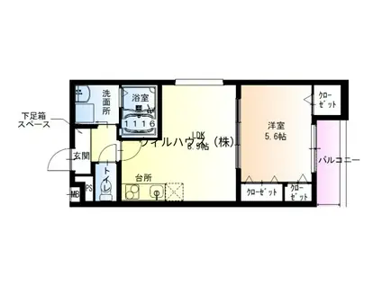 フジパレス羽衣駅南(1LDK/2階)の間取り写真