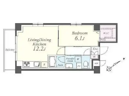 COCORAS MOTOYOYOGI ココラス元代々木(1LDK/1階)の間取り写真