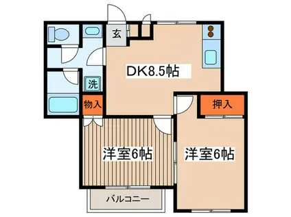 クリオコート西府町2B(2DK/2階)の間取り写真