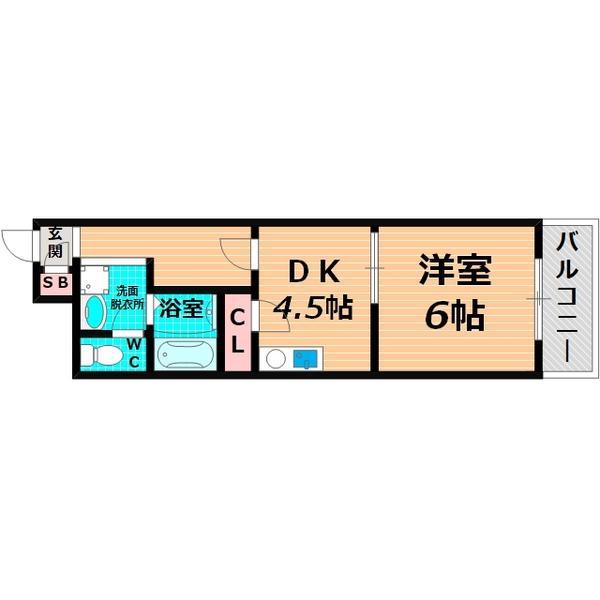 メゾン城北(1DK/5階)の間取り写真