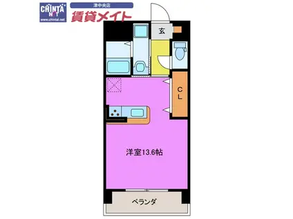 メゾンピエール上浜(ワンルーム/8階)の間取り写真