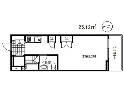 ビスタグランデ東灘(ワンルーム/5階)の間取り写真