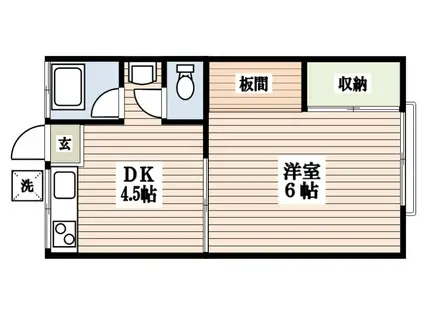 サンレジデンス(1DK/2階)の間取り写真