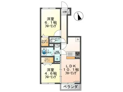 ベルセジュールK(2LDK/1階)の間取り写真