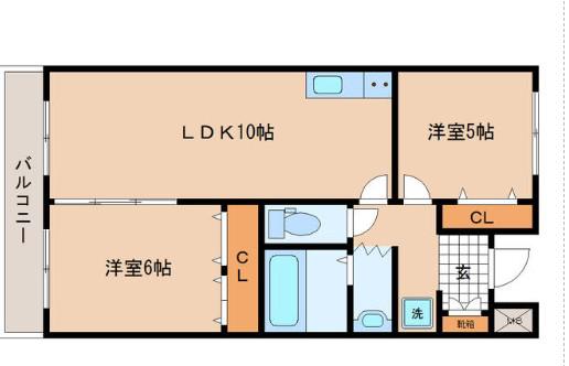 ブエナビスタ東六番丁(2LDK/2階)の間取り写真