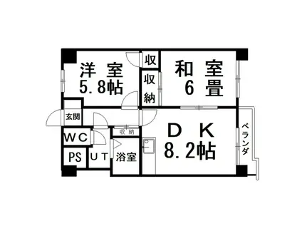 仲浜ハイツ(2DK/1階)の間取り写真