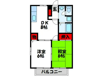 ジュネス遠賀(2LDK/1階)の間取り写真