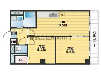 URESIDENCEUESHIO 旧リュストル上汐(2LDK/8階)の間取り写真