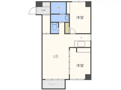 桐越マンション(2LDK/4階)の間取り写真
