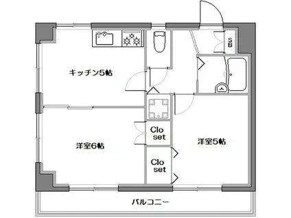 メゾンド・ラレーヌ(2K/2階)の間取り写真