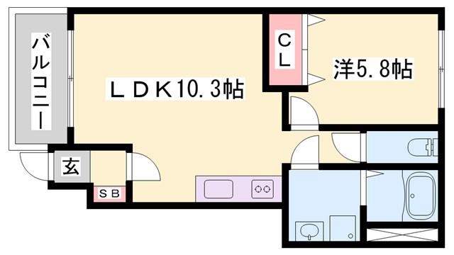 サンパレス(1LDK/1階)の間取り写真
