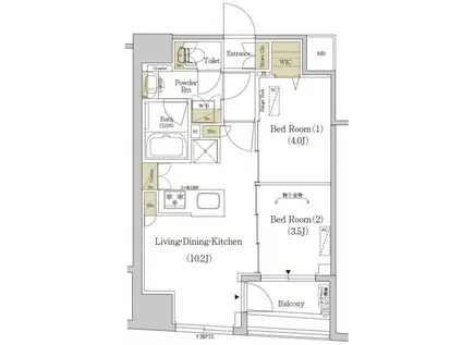 アーバネックス日本橋水天宮(2LDK/10階)の間取り写真