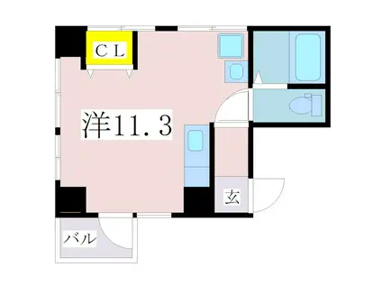プレーリーII(ワンルーム/3階)の間取り写真