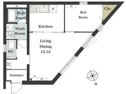 アクロス・シティ東日本橋(1LDK/2階)の間取り写真