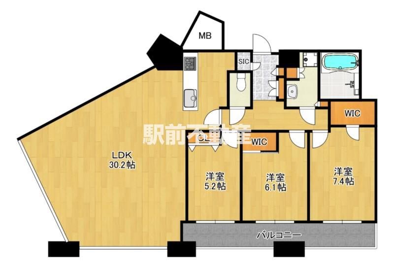 アイタワー(3LDK/30階)の間取り写真