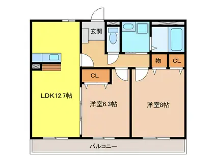 アドミール(2LDK/3階)の間取り写真