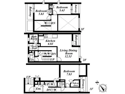 プレミアガーデン本郷(3LDK/1階)の間取り写真