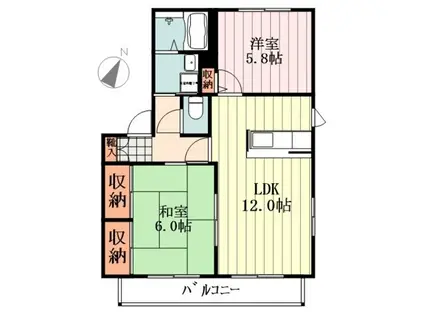シェモワA(2LDK/2階)の間取り写真