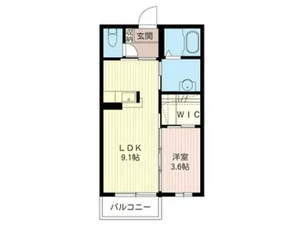 マストライフおもちゃのまちD(1LDK/1階)の間取り写真