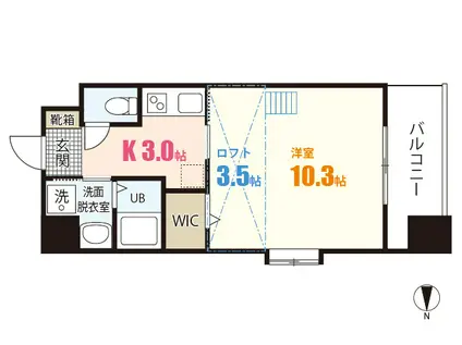 プレジールジョイ西原(1K/2階)の間取り写真