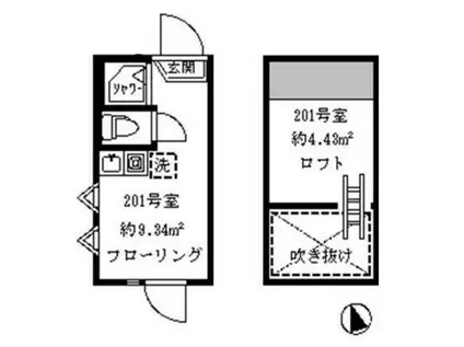 ソフィアアイリス(ワンルーム/2階)の間取り写真