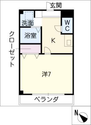 K・ドミール50(1K/2階)の間取り写真