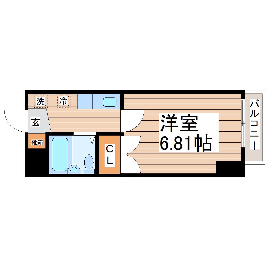 エミリービル卸町(1K/2階)の間取り写真