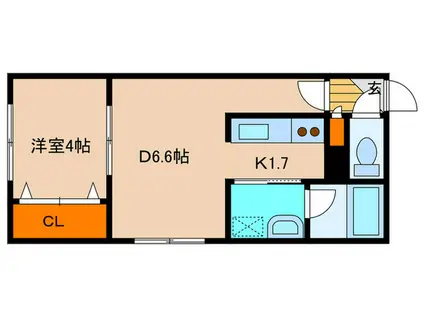 MEDICREST(1DK/4階)の間取り写真