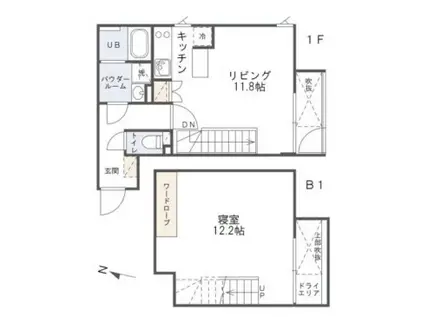 パセオ代々木(1LDK/B1階)の間取り写真