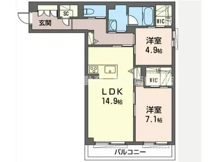 レオナ雅(2LDK/2階)の間取り写真